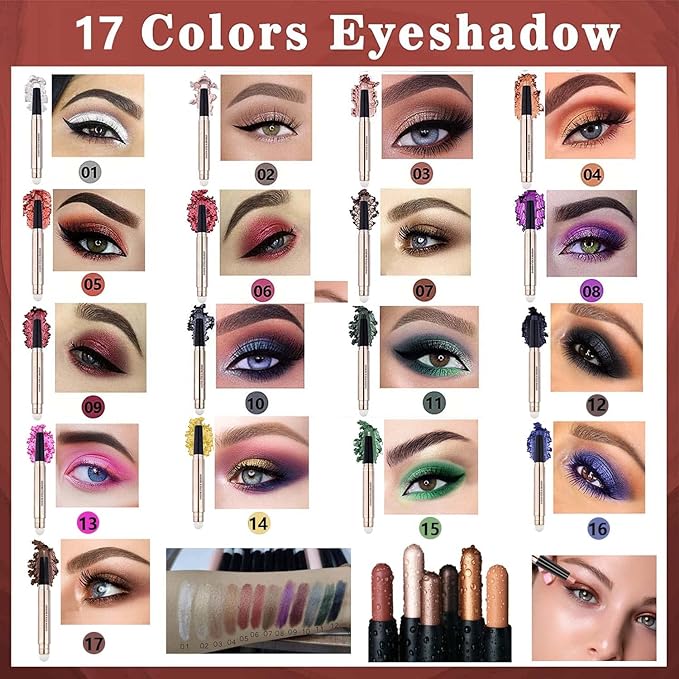 2 in1 Champagne Gold Eyeshadow Stick Cream Shimmer Smooth Glitter Eyeshadow Pencil Hypoallergenic Natural Waterproof Long Lasting Eye Shadow Multi-Dimensional Eyes Look (Champagne Shimmer # 04)