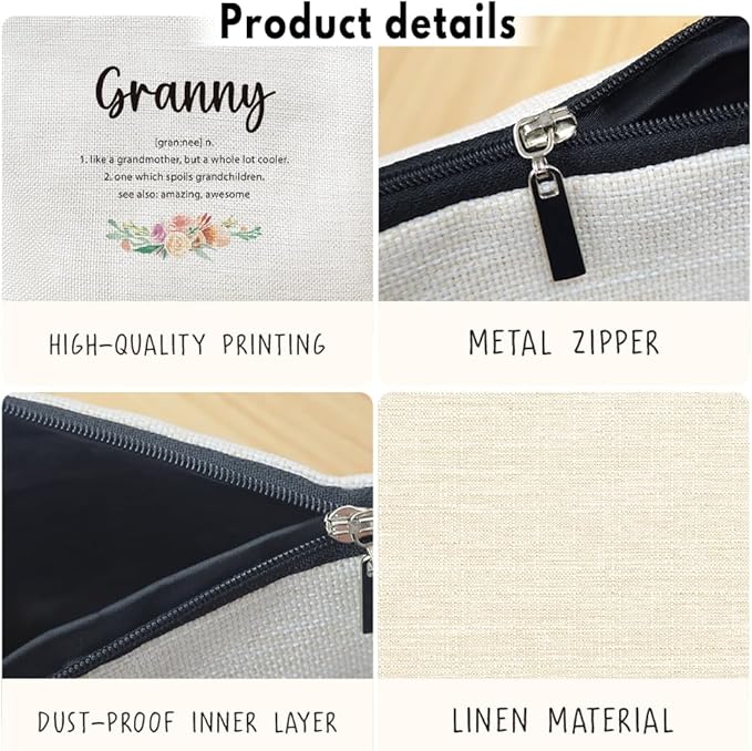 MOTERMATE Granny Gifts Makeup Bag, Best Granny Gifts for Christmas from Grandkids Granddaughter Grandson Cosmetic Bag for Women, Grandmother Gift Toiletry Bags Zipper Makeup Pouch