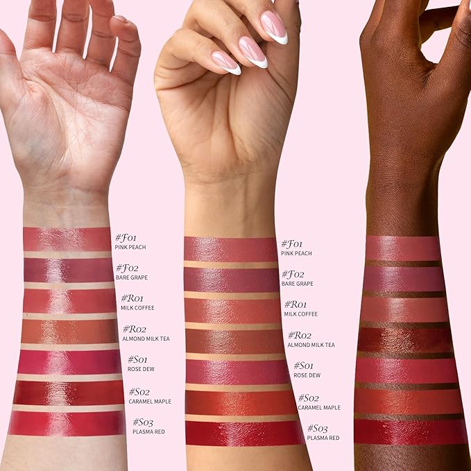 KIMUSE Gleamy Gloss Lip Stain Set, Long-lasting Lightweight Glow Lip Tint, Non-sticky Moisturizing Juicy & Glossy Finish