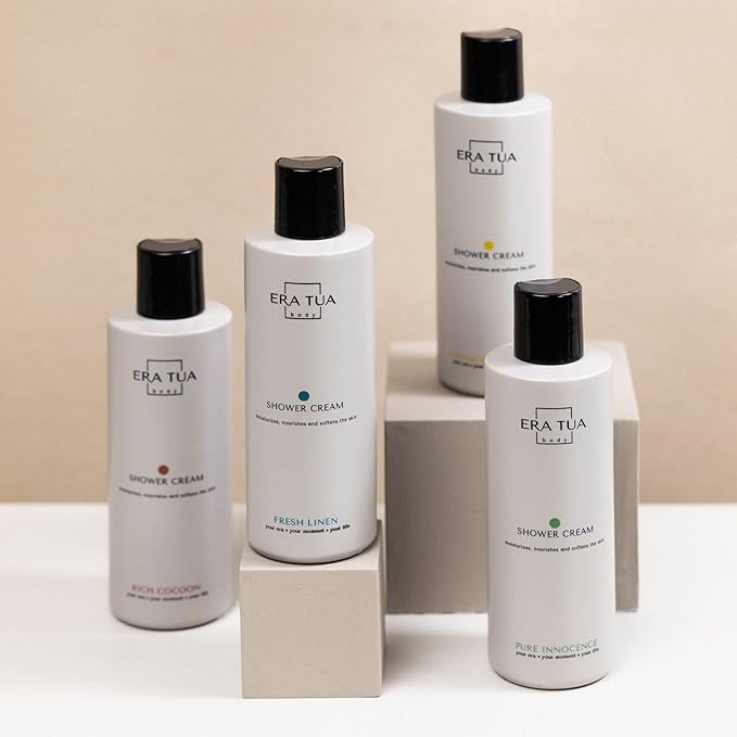 ERA TUA Fresh Linen Shower Cream | Dutch Made & Formulated | Natural, Vegan, Paraben Free & Cruelty Free| Hydrating Body Wash for All Skin Types |sulfate Silicone free | Jasmine & Rose Scent | 200 ml