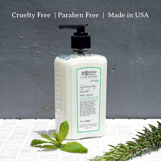 C.O. Bigelow Rosemary Mint Apothecary Duo Skin Care Gift Set, Body Wash & Body Lotion, Liquid Soap & Moisturizing Lotion, Set of 2, 10 Fl Oz