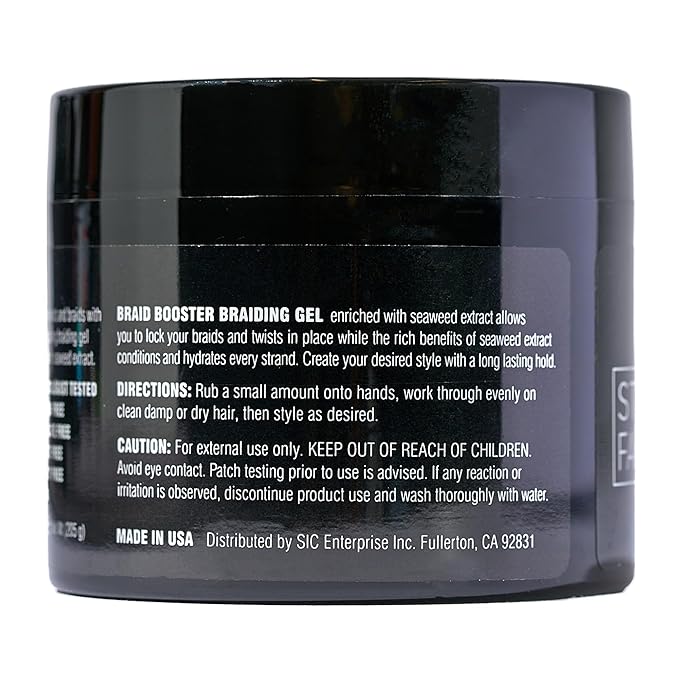 Style Factor Braid Booster Braiding Gel – Strong Hold & Conditioning Shine Hair Gel with Seaweed Extract – for Braids, Twists and Locs – 7.25 oz (Pink)