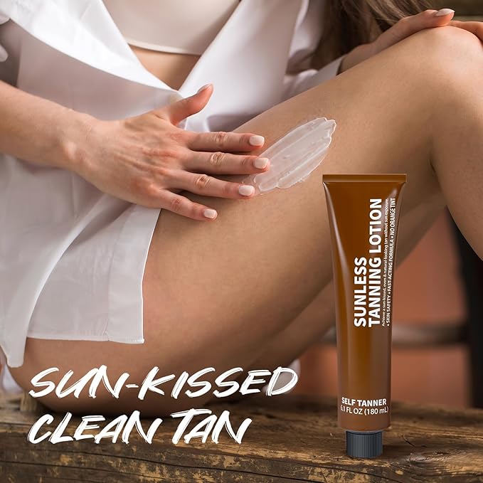 Self Tanning Lotion, Tube Squeezer Reusable for Easy Use, Body Hydrating Self Tanning Cream, Streak-Free, Fake Tan & Quick Tan for Natural-Looking Bronzer Glow for Women & Men
