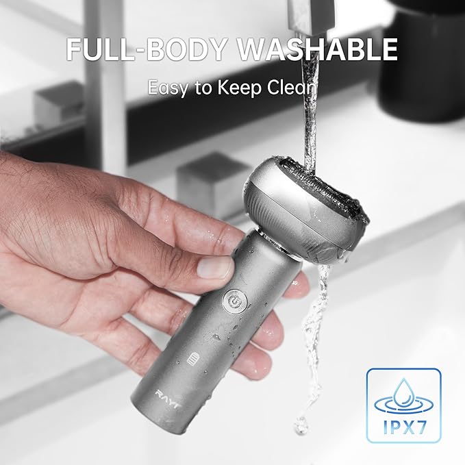 Electric Shaver for Men with Floating Arc 3-Blade, 9000 RPM, Magnetic Head, 1 Hour Fast Type-C Charging can Last for 60 Days, IPX7 Waterproof, Skin-Friendly Blade for Smooth Shaving, Gray