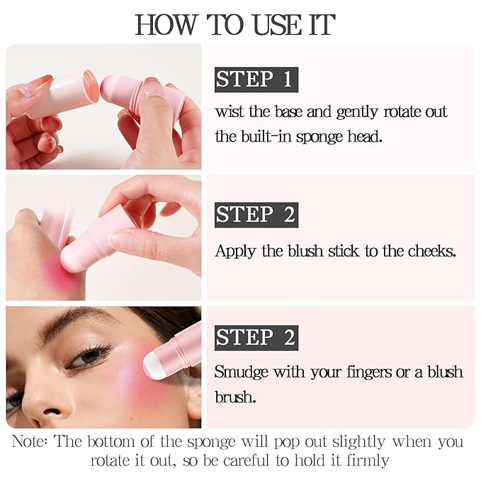 Boobeen Blush Stick, Lightweight Blendable Blush Tint Cheek