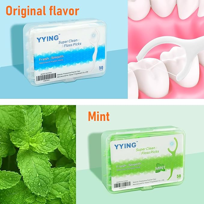 Dental Floss Picks 100 Count, Travel Floss Picks Extra Strong Flosser Professional Tooth Picks Flossers for Adults with Portable Case, Toothpicks Floss Sticks for Teeth Cleaning and Oral Care