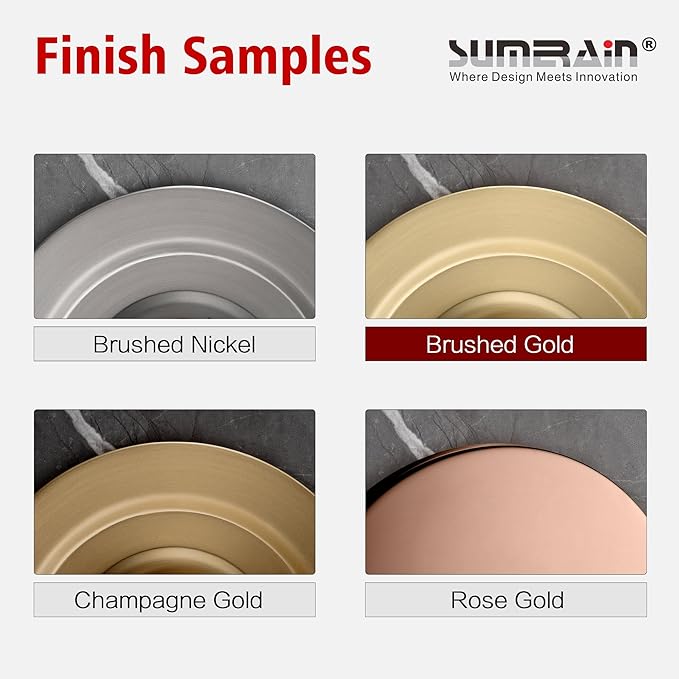 sumerain Brushed Gold Shower Faucet Set with 8 Inches Stainless Steel Rain Shower Head, Solid Brass Rough In Valve
