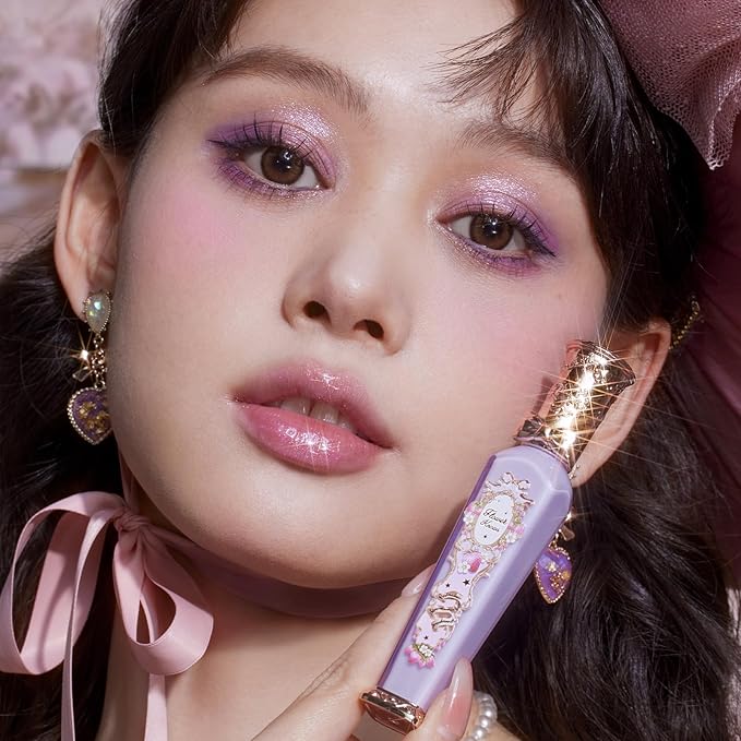 Flower Knows Violet Strawberry Rococo Glowy Lip Gloss,Moisturizing Shine Lip Oil,Hydrating Glitter Lip Plumper Makeup for Girls&Women,Vegan & Cruelty-Free,0.12 Fl Oz,1 Count (G03 Berry Bomb)