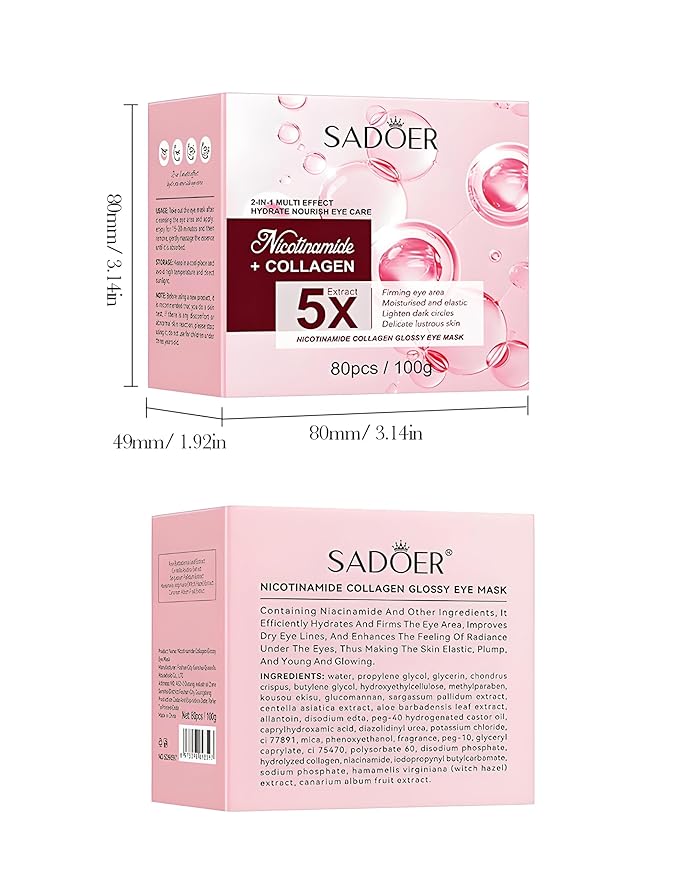 NORNI LEORD Under Eye Patches for Dark Circles - 80 PCS Eye Mask with Niacinamide, Collagen & Natural Extracts to Reduce Bags, Wrinkles, Fine Lines & Puffiness for Firmer, Elastic, Glowing Skin.