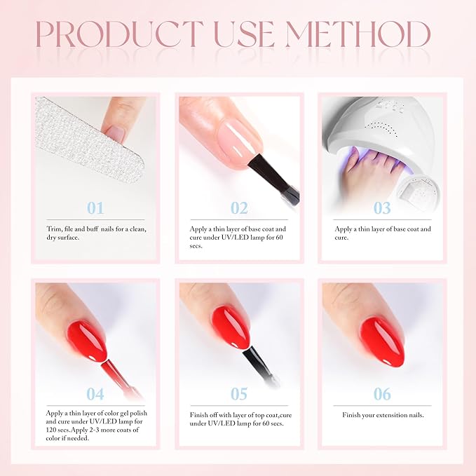 Double Rhythm 0.5Oz Gel Polish Pure Sheer Same Color Same Bottle Soak Off 15ML Gel Polish Manicure Salon Nail Art DIY at Home for Women (Soft Pink-A1088)