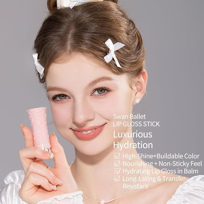 Flower Knows Violet Strawberry Rococo Glitter Lip Gloss G02 Rasberry Booze+Swan Ballet Shine Solid Lip Gloss Stick B01 Little Star