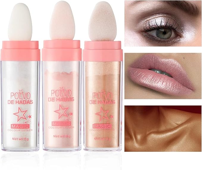 3 Color Polvo De Hadas, Body Glitter Highlighter
