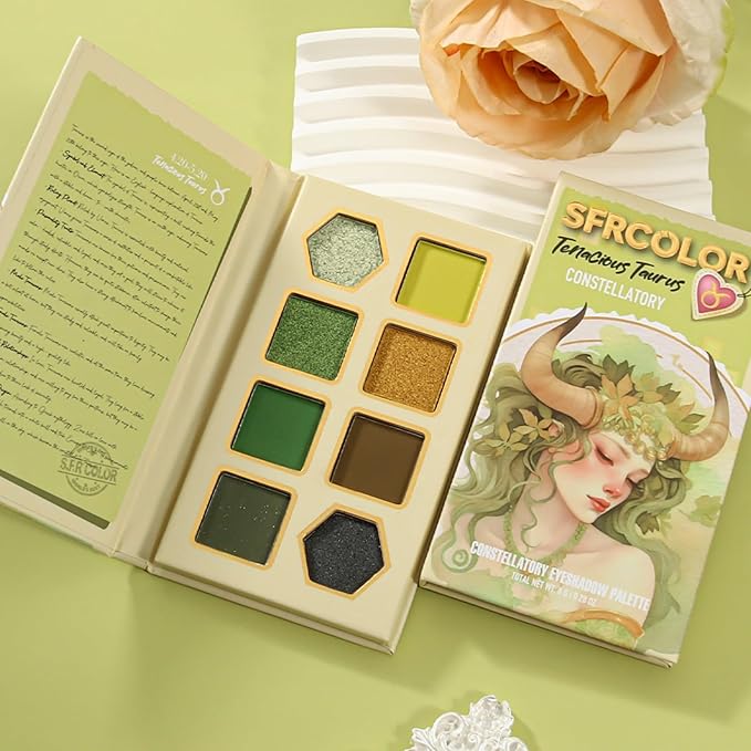 12-Color Zodiac Eyeshadow Palette, Matte Metallic Shimmer Pressed Pigments, Highly Pigmented Makeup Palette for Professional & Daily Eye Makeup (8283 Taurus)