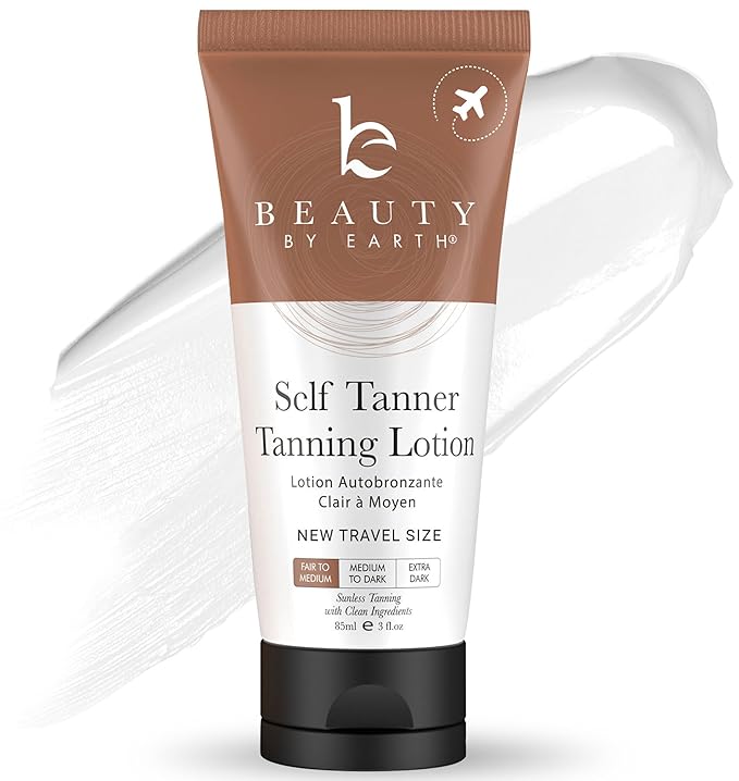 Tanning Lotion Self Tanner - With Natural & Organic Ingredients, Travel Size Self Tanning Lotion, Non Toxic Gradual Tanning Lotion, Sunless Tanning Lotion for Fake Tan for Women & Men, Fair to Medium