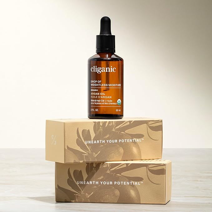 Cliganic Organic Argan Oil, 100% Pure | for Hair, Face & Skin | Natural Cold Pressed Carrier Oil, Imported from Morocco