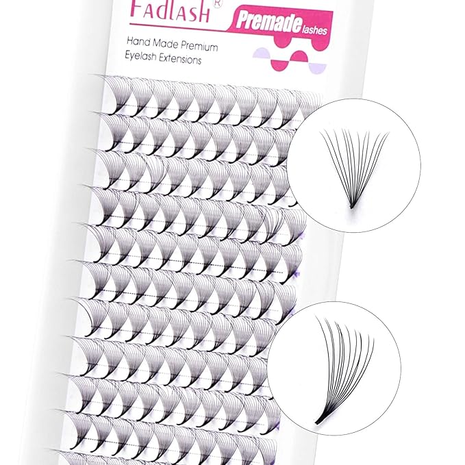 FADLASH Premade Lash Fans D Curl Premade Fans Eyelash Extensions 12D 0.07 Volume Lash Fans Premade Handmade Premade Lash Extensions Fans (12D-0.07D-16mm)