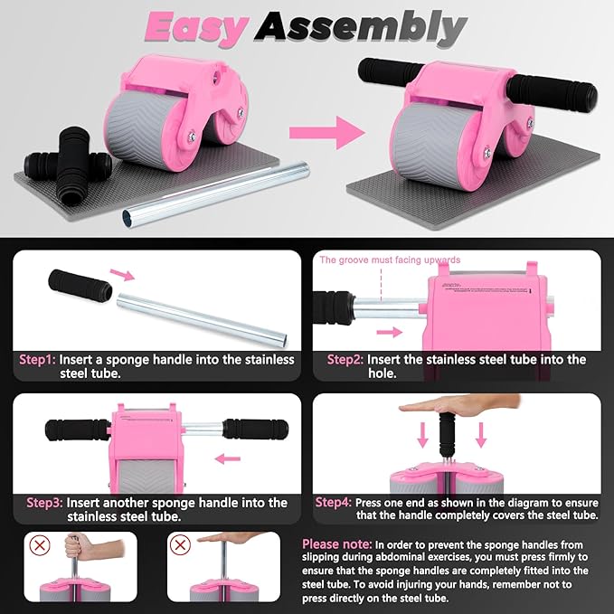Automatic Rebound Abdominal Wheel Workout,2 Wheels