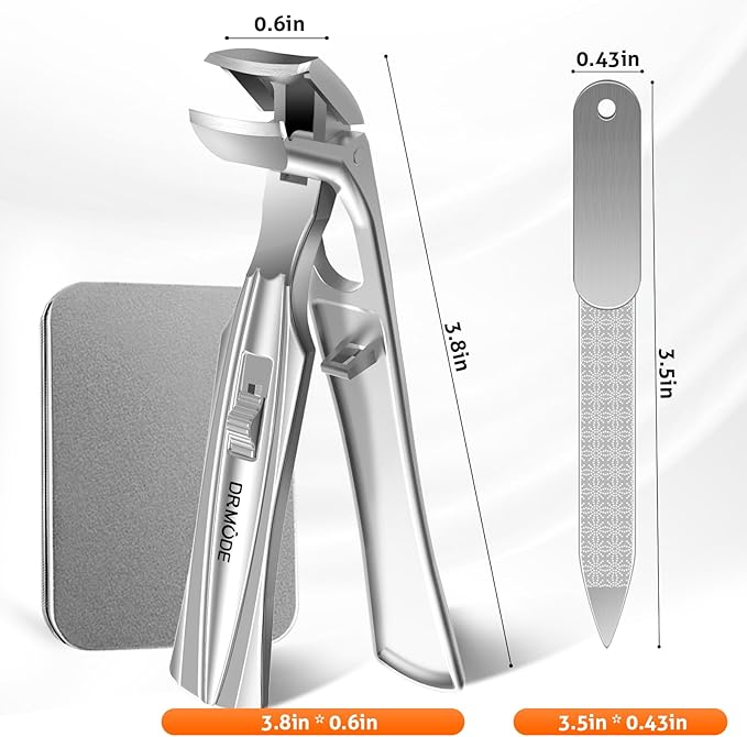 Toenail Clippers for Seniors Thick Toenails, Upgrade Angled Head Large Toe Nail Clippers for Men with Wide Jaw Opening, Sharp Heavy Duty Fingernail Clipper Cutter with Catcher Long Handle - Silver