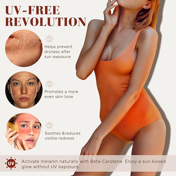 Tanning Drops to Drink - Tanning Drops - Sunless Tanning Drops To Drink - Bronze Tanning for Face and Body - Promotes Healthy Skin, Suitable for All Skin Types 1.69Floz