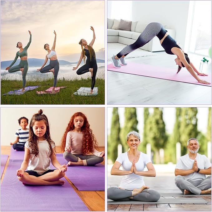 Funtery 3 mm Thick Yoga Mat Exercise Workout Mat Non Slip Fitness Pad for Women Gym Home Yoga Pilates
