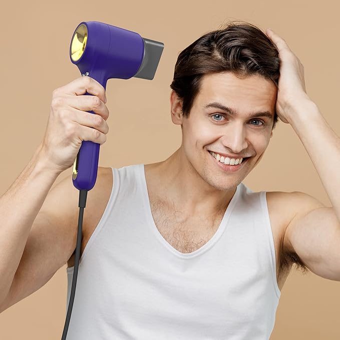 Hair Dryer, Ionic Blow Dryer, 110, 000 RPM Brushless Motor for Fast Drying, Low Noise, Memory Function, Reduce Frizz, Hollow,Professional High Speed Hairdryer with 2 Magnetic Nozzles for Home, Salon