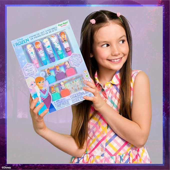 Disney Frozen 2 Super Sparkly Cosmetic Makeup Set for Girls with Lip Gloss Nail Polish Nail Stickers 11 Pcs Perfect for Birthday Gift Age 3+ by Townley Girl
