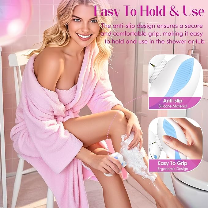 Electric Razors for Women,Electric Shaver for Women Leg,Rechargeable Painless Shaver for Body Hair,Anti-Slip Cordless Waterproof Wet Dry Trimmer, Smooth Close Shave for Underarms Bikini(Light Blue)