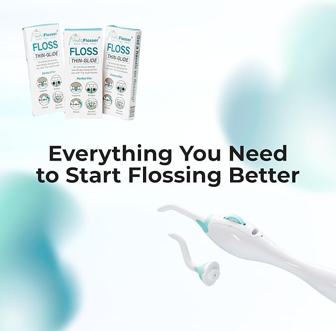 The AutoFlosser Floss Threader Strands for Implants, Bridges, Braces & Retainers, Refills for The AutoFlosser Handle, Shred-Resistant Dental Floss, Thin-Glide, 90 Strands