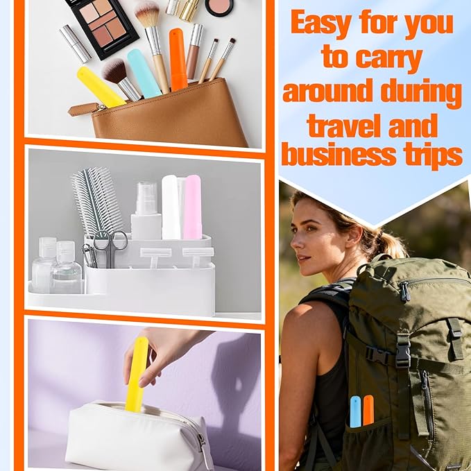 40 Pieces Travel Toothbrush Case Holder, Portable Plastic Breathable Toothbrush, Plastic Container for Travel, School, Home, Camping, Indoor, Outdoor (7 Assorted Colors)