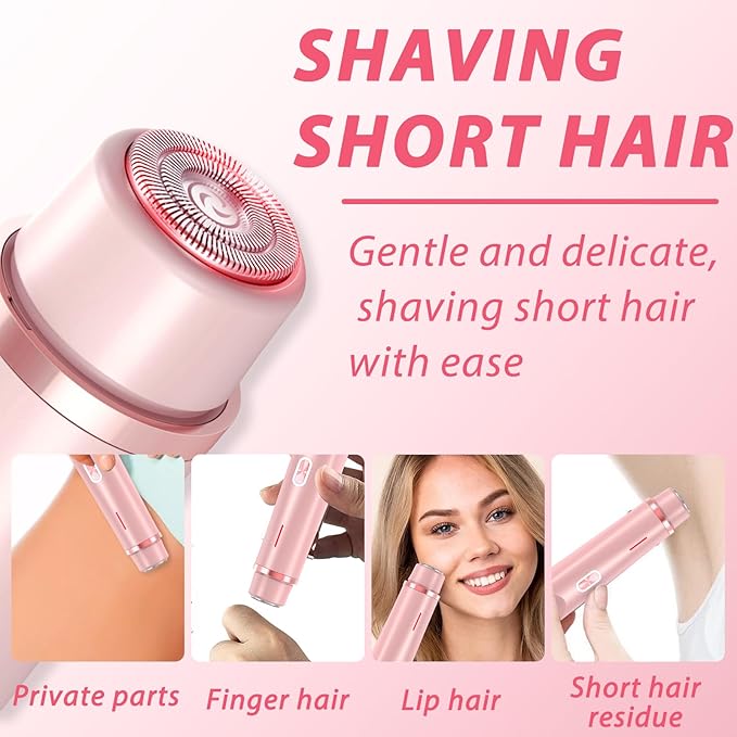 Glow Aura Womens Shaver 2 in 1,2025 New Razor & Shaver with Dual Ceramic Head,Bikini Trimmer for Women,IPX67 Waterproof Wet & Dry Use Body and Face Hair Trimmer for Women (Pink)