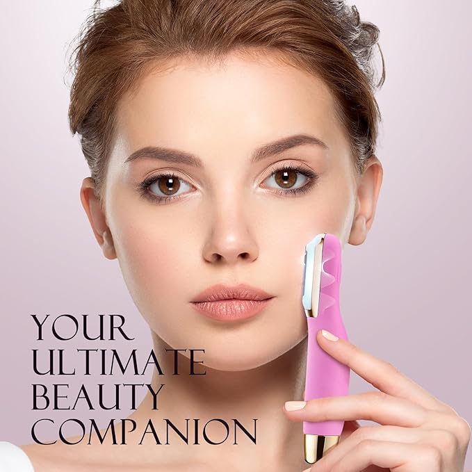 Sonic Dermaplane Razor for Women Face, Dermaplaning Tool for Face, Facial Hair Removal for Women, Sonic Edge Technology, Peach Fuzz with 16 Replaceable Blades(Pink)