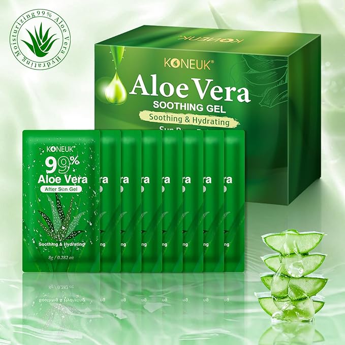 KONEUK 50 Pack Aloe Vera Gel for Face, Hair, Body, Skin, Sunburn Relief, 99% Pure Aloe Vera Gel for All Skin Types, Bulk Aloe Gel Travel Size for Soothing After Sun Skin Care Relief