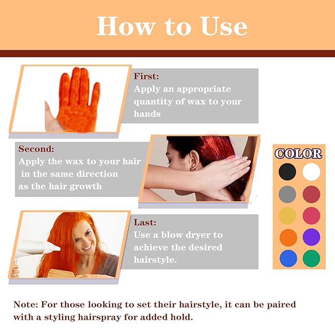 Orange Hair Color Wax, Temporary