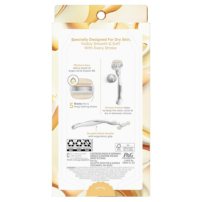 Venus Moistureglide Women's Razor, Reusable Handle, 2 Razor Blade Refills and Shower Holder