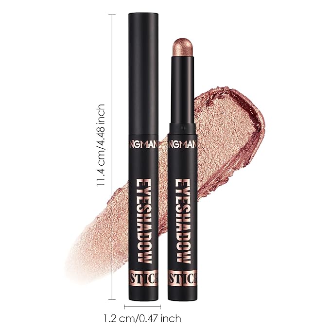 LANGMANNI 8 PCS Soft Smooth Cream Eyeshadow Stick Gift Set,Matte Earth Color+Bright Metal Color Contour Stick,Waterproof & Long-Lasting Eyeshadow (#A)