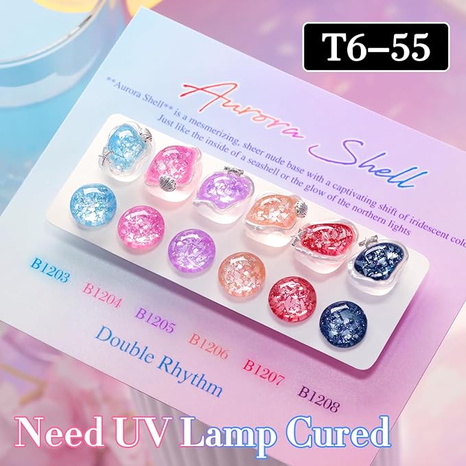 Double Rhythm 0.5Oz Glitter Gel Polish Same Color Same Bollte Shimmer Reflective Color for Nail Art Salon DIY Soak Off 15ml Nail Lamp Gel Polish at Home (Shell Black-B1208)