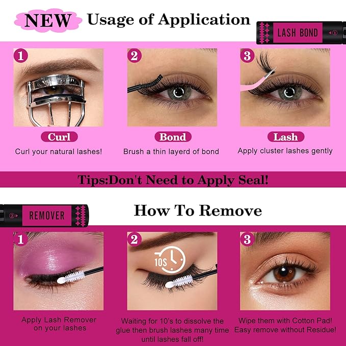 Yawamica Fluffier Lash Clusters Kit 150D+200D Thick Volume Lash Extension Kit 14-20mm Wispy Eyelash Clusters Individual Lashes Kit with Lash Bond, Lash Remover, Lash Applicator for DIY Lash Extension