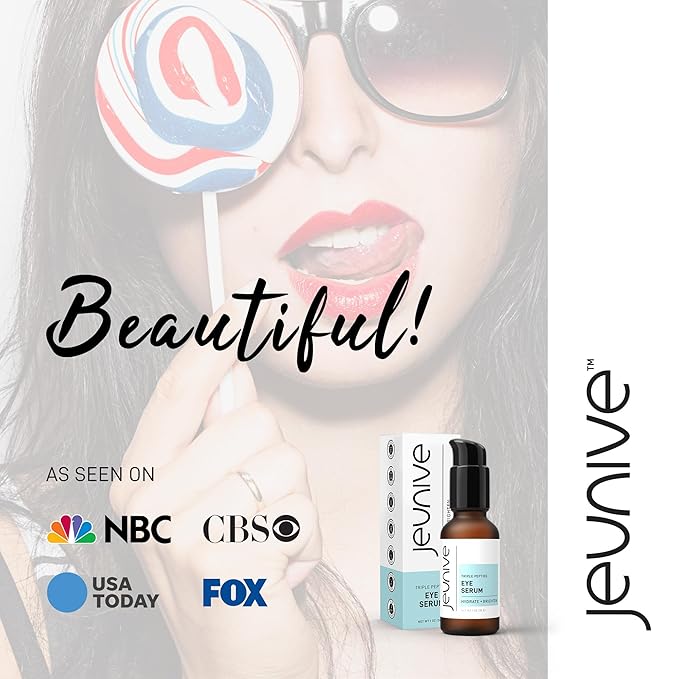 Jeunive Deep Hydration Refreshing Triple Peptides Daily Eye Correction Serum | 48Hr Hydrating Delicate Eye Skin Area to Reduce Dark Circles, Puffiness, Fine Lines and Wrinkles, 1 oz (28g)