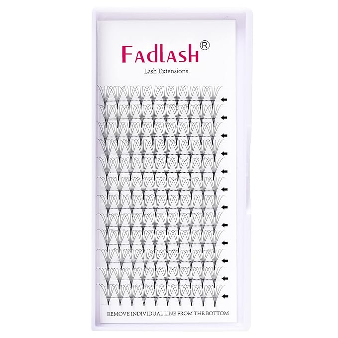 FADLASH Volume Lash Extensions 6D 0.07mm D Curl 14mm Pointed Base Middle Stem Premade Fans Soft|Optinal 10D|16D Thickness 0.07 0.10mm C D Curl 8-20mm Length (6D-0.07-D, 14mm)
