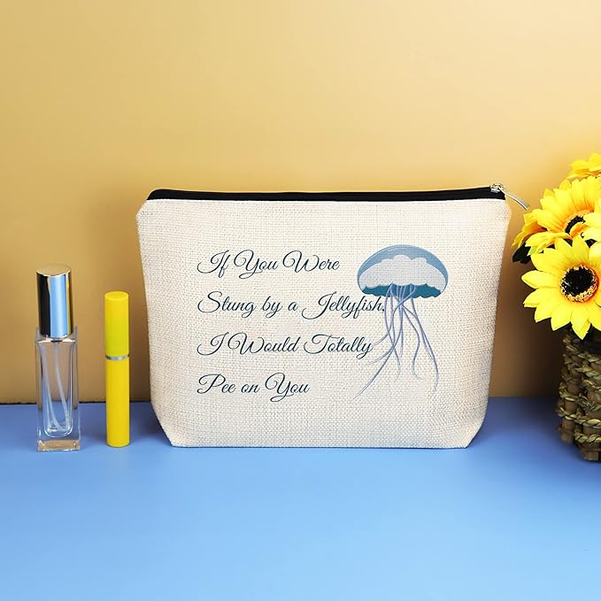 Funny Best Friends Friendship Gifts Jellyfish Lover Gifts Makeup Bag Cosmetic Bag for Women Christmas Graduation Birthday Gifts for Friend Bestie BFF Sister Gifts True Friends Gifts Travel Pouch
