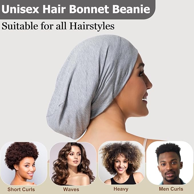 Satin Bonnet for Sleeping Night Cap, Adjustable Satin Lined Silk Bonnets Sleep Cap for Curly Hair Braids Beanie Black Women