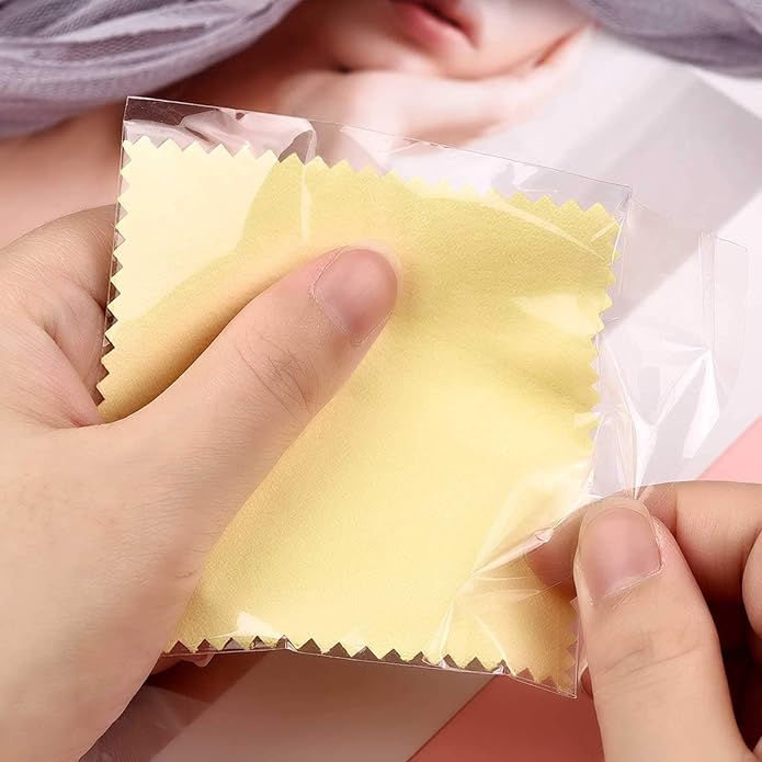 SEVENWELL 50pcs Jewelry Cleaning Cloth Pink Polishing Cloth for Sterling Silver Gold Platinum Small Polish Cloth 8x8cm