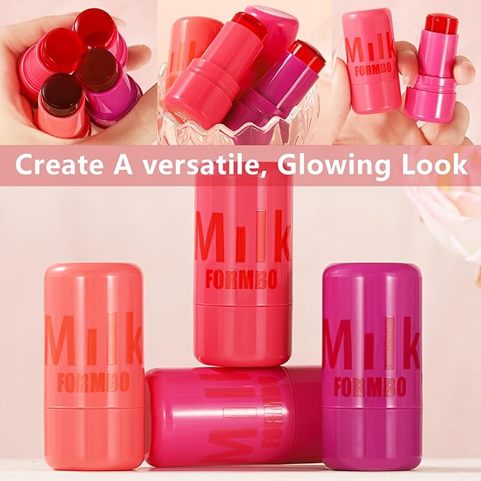 2 Pcs Milk Jelly Blush,Jelly Tint Blush Stick Stick (03#+04#)