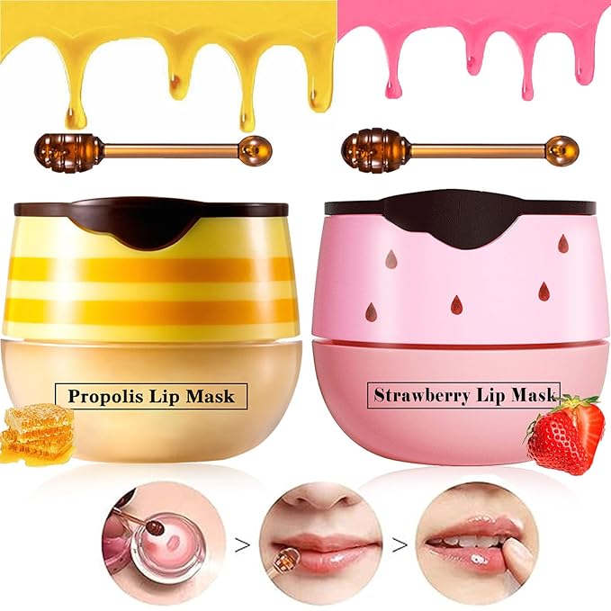 2 Pcs Lip Balm Honey Pot Lines