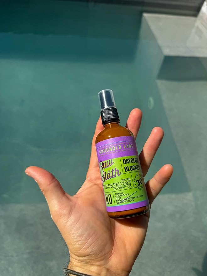 GROUNDED LABS Beef Tallow and Zinc Oxide Chemical-Free Sunscreen with 100% Grass-Fed Beef Tallow, Non-Nano Zinc Oxide & Coconut Oil Mineral Sunblock SPF 50, Reef-Safe