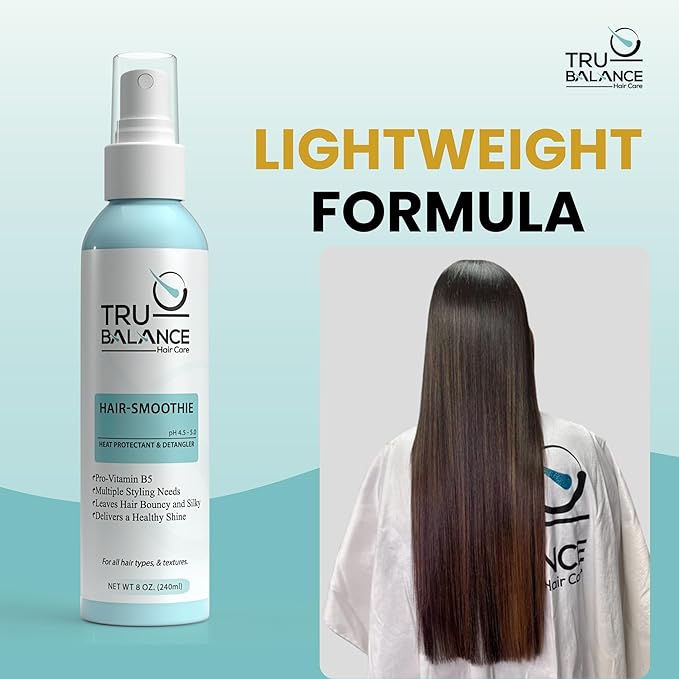 TRU-BALANCE Hair-Smoothie β Best Leave-in, Heat Protectant & Hair Detangler Spray with Vitamin E, Coconut Oil and Vitamin B-5 | Perfect Treatment and Prep for Your Hair's Awesome Styling - 8 oz