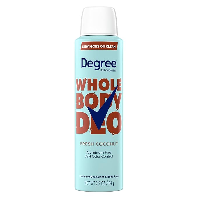 Degree Women Deodorant Spray Fresh Coconut Scent Aluminum Free 72H Odor Protection 2.9 FO