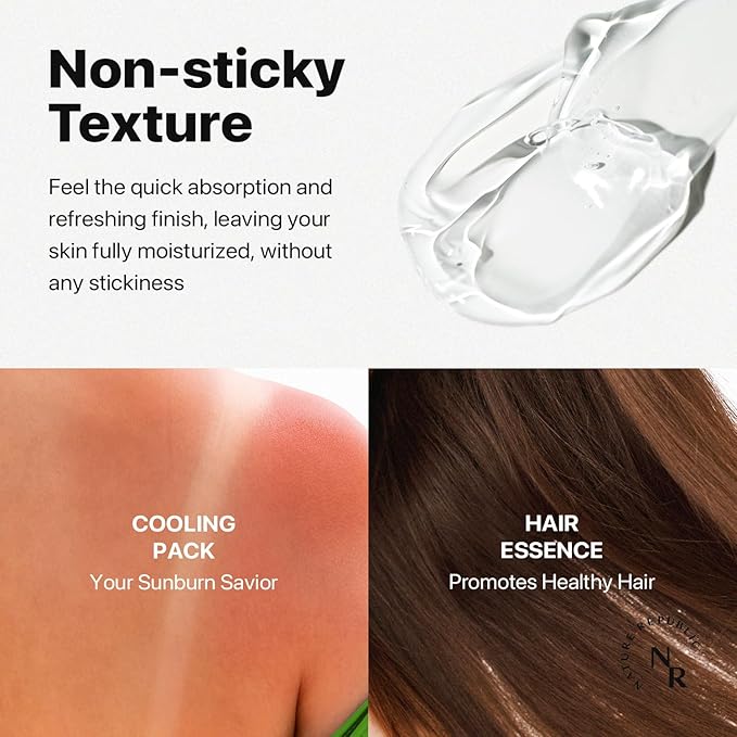 Nature Republic MILD & MOISTURE ALOE VERA WATERY GEL (3 PCS) Quick Hydration & Moisturizing,fast absorbing non-sticky texture,korean skin care for Face,Hair,Sunburn relief, aftershave, all Skin Types