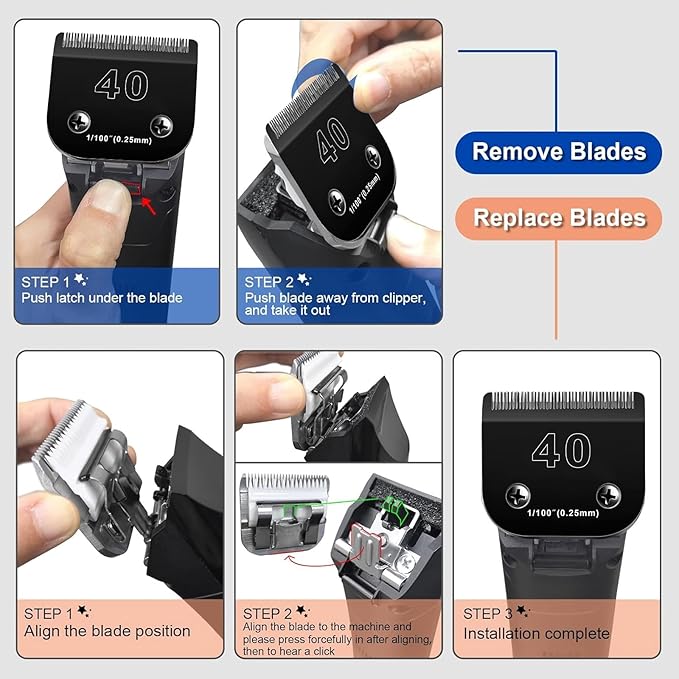 Audoc 2PCS 5FC Blades Dog Grooming Blades Compatible with Andis/Oster A5/Wahl KM-10 Series Dog Clippers,Detachable Clipper Replacement Blade,Black(5FC/2PCS)