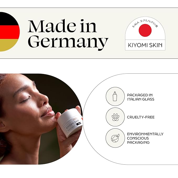 Kiyomi Skin Night Cream - Overnight Facial Cream with 5-ALA, Hyaluronic Acid, Ceramides and Shea Butter - Deep Hydration Over Night Moisturizer for Skin Regeneration - German Made - 1.7 Fl Oz